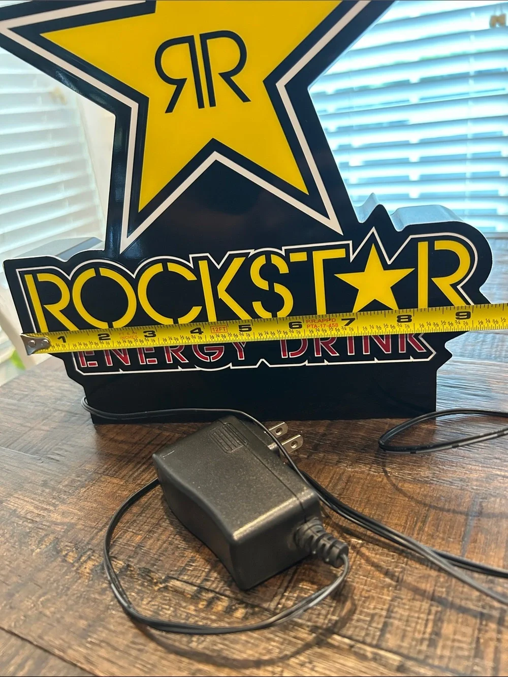 Yellow & Black Rockstar Tabletop Light-Up Sign
